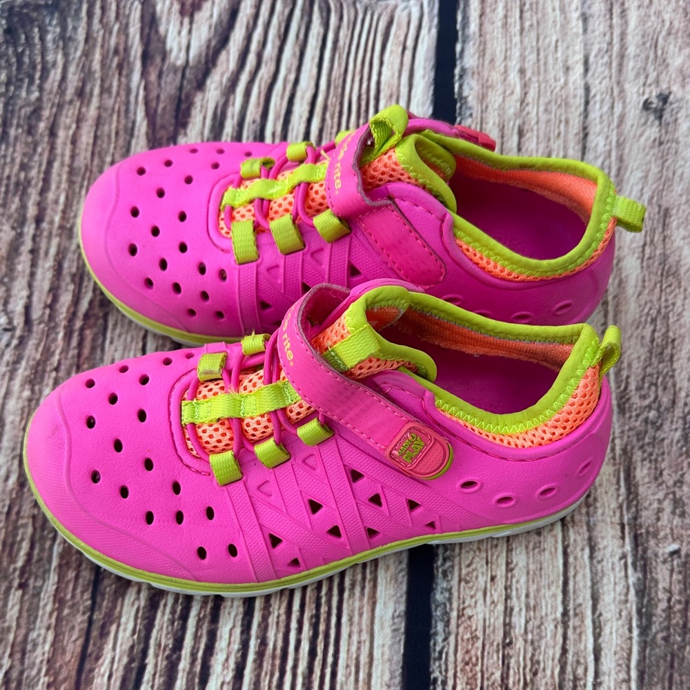 Stride Rite Kids Neon Pink and Lime Sneakers - Picture 2 of 5